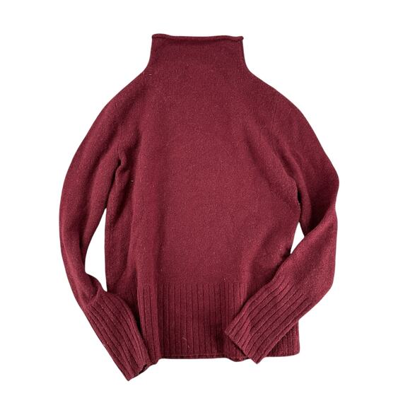 Madewell Maroon Merino Wool Sweater XS Oversized Knit Long Sleeve Mock Neck - Picture 5 of 5